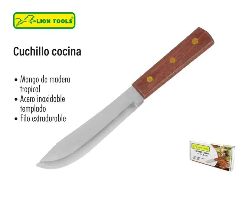 [8047] Cuchillo 6" cocina mango de madera | Lion Tools