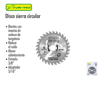 Disco sierra 4 3/8" 30 dientes | Lion Tools
