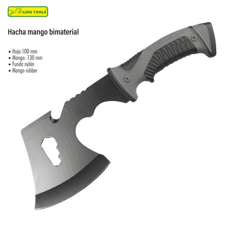 Hacha 4" mango bimaterial rubber con funda | Lion tools