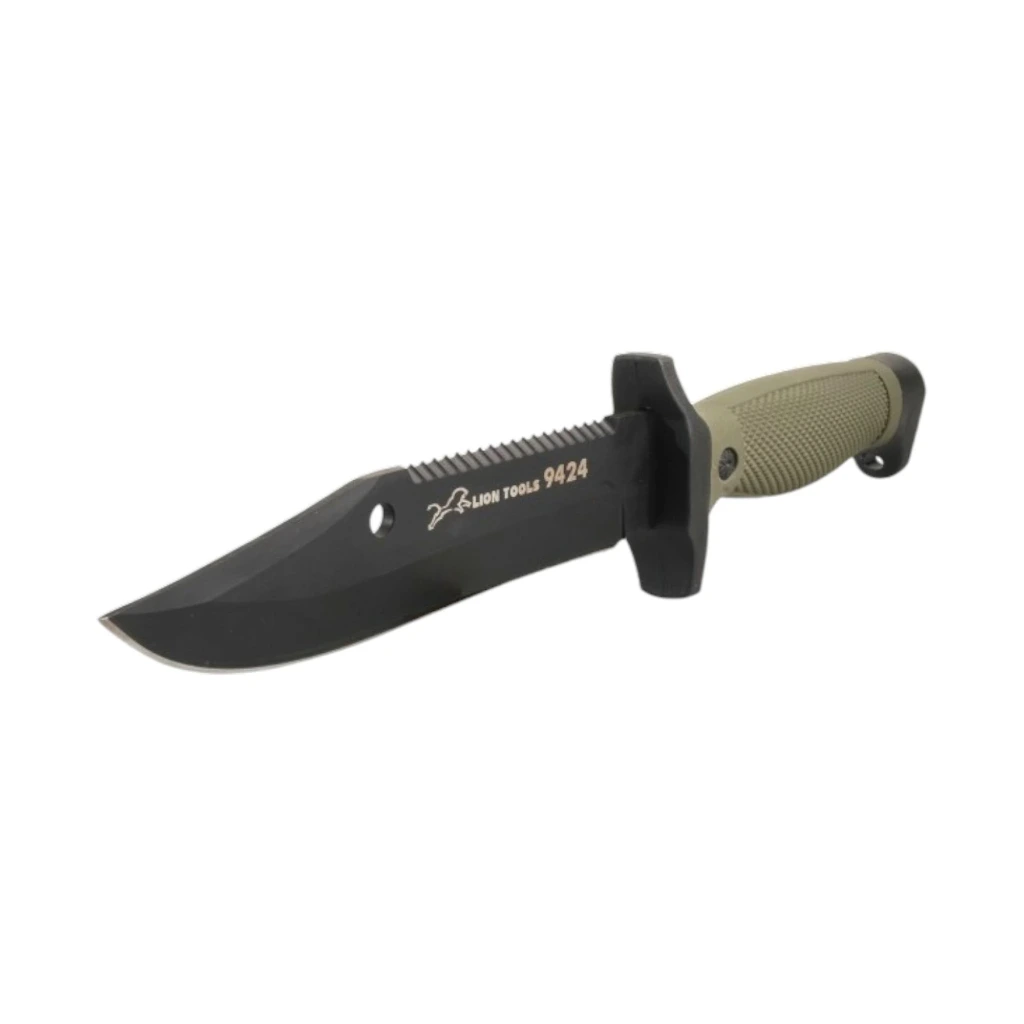 [9424] Cuchillo 7" hoja pavonada mango de goma con funda | Lion Tools