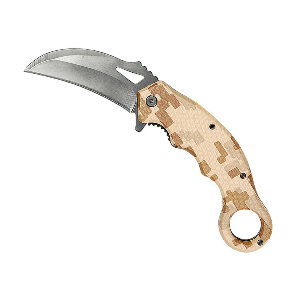 Navaja monte 3 1/2" gancho mango camuflaje café | Lion Tools