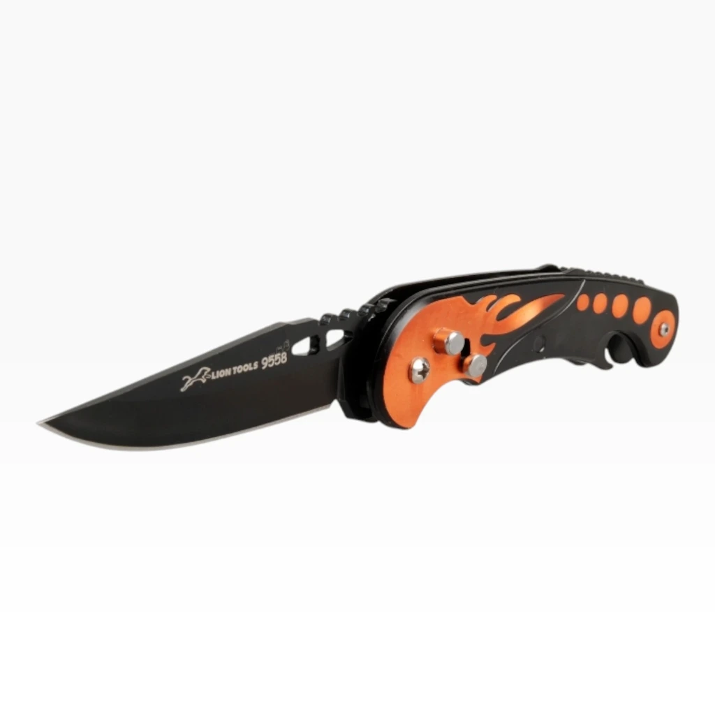 Navaja 4" pavonada con dorado automática con clip | Lion Tools