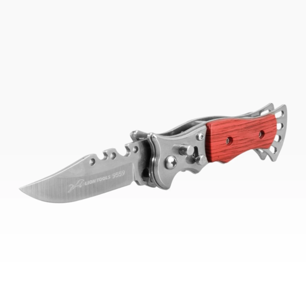 Navaja 3" mango de madera automática con clip | Lion Tools