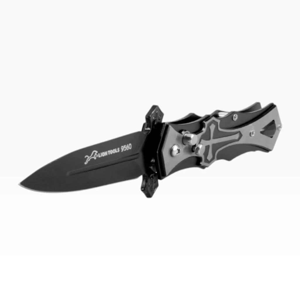 Navaja 3 1/2" pavonada cruz automática con clip | Lion Tools