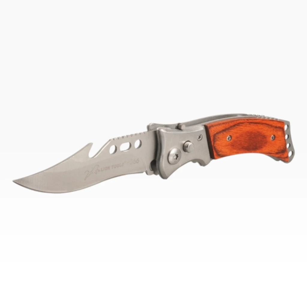 Navaja 3 1/2" mango de madera automática con funda | Lion Tools