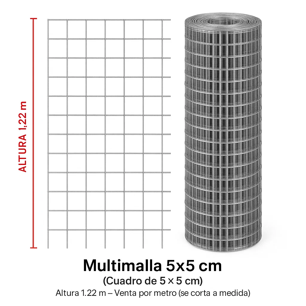 Metro multimalla 1.22 m calibre 14 (5x5 cm) galvanizada | Ferretera