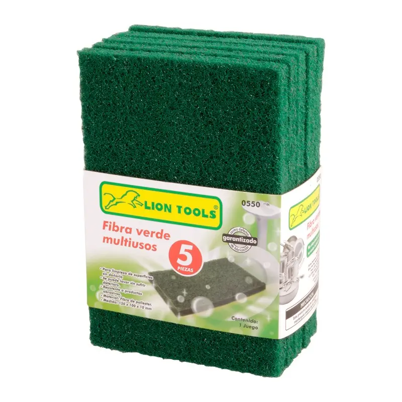 Fibra multiusos de poliester verde con 5pzs