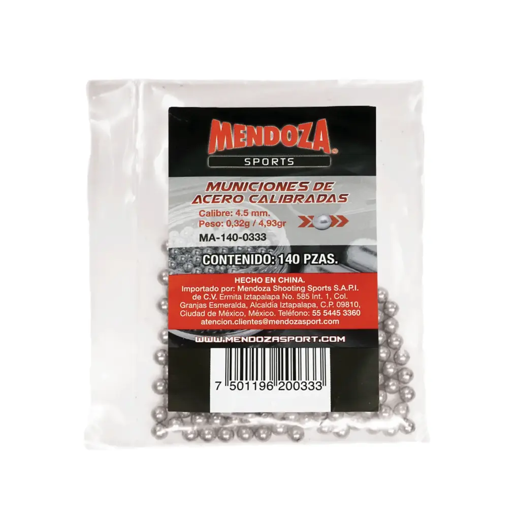 [MN011] Sobre de munición de acero Mendoza calibre 4.5 mm (140 piezas)