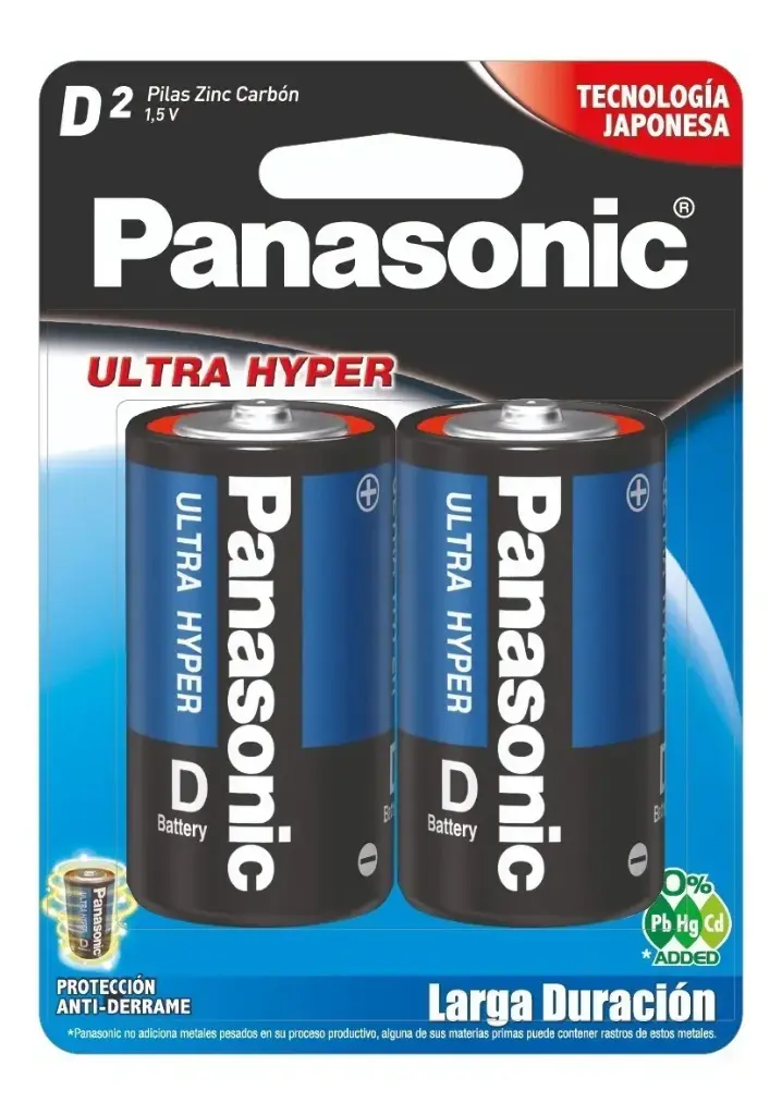 Paquete de pilas D zinc-carbón con 2| Panasonic