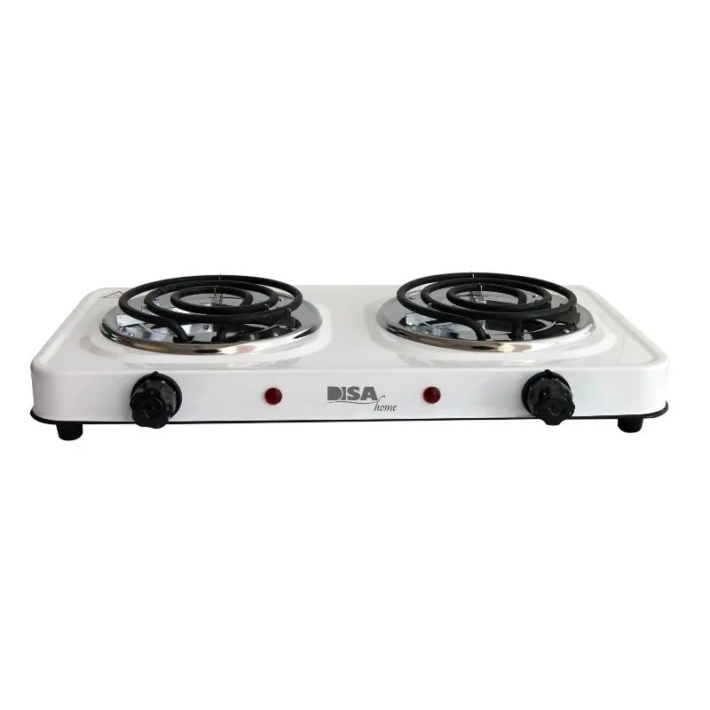 Parrilla de mesa eléctrica de 2 quemadores en color blanco