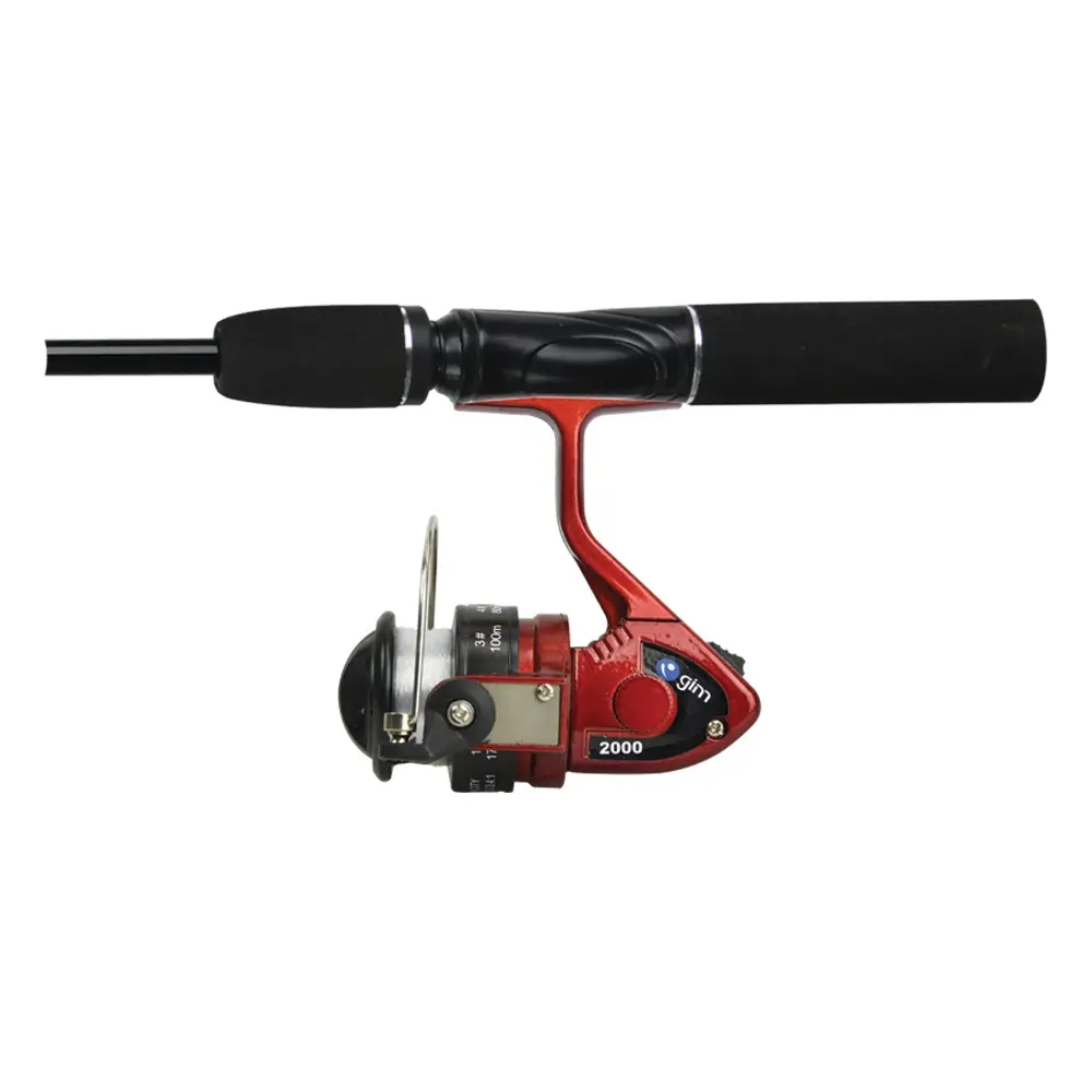 Caña de pescar fibra de vidrio 1.65mtrs con accesorios roja DF315