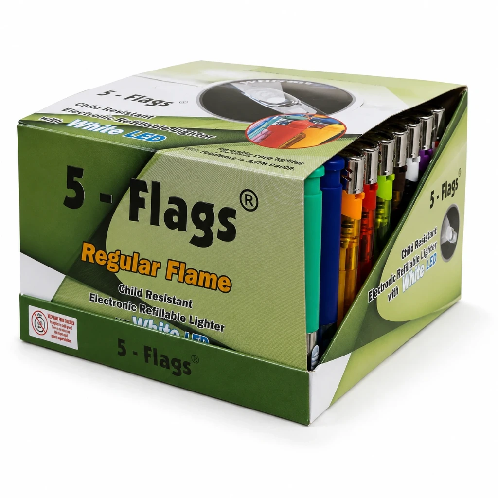 [80-82LED-W] Caja de encendedor recargable con luz fija con 50pz