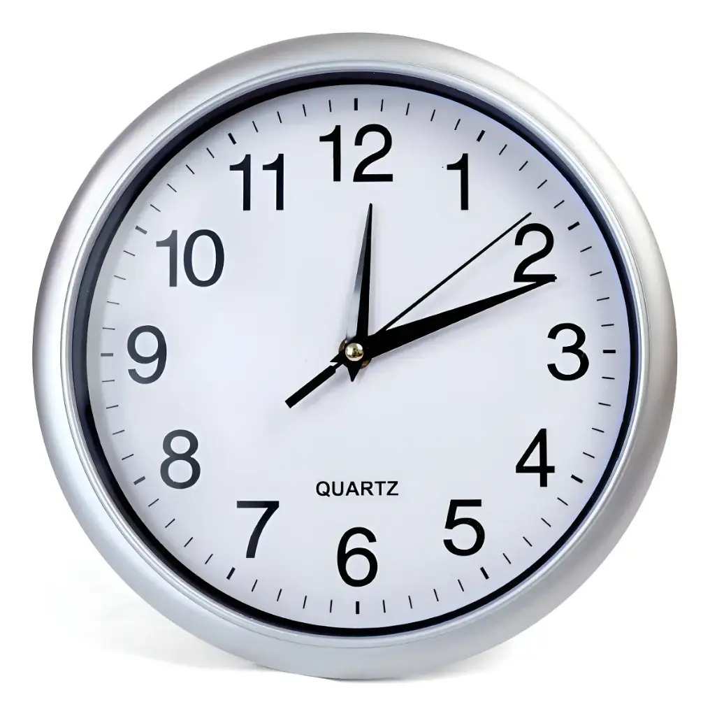 [S-4264P] Reloj de pared redondo Plata 25 cm