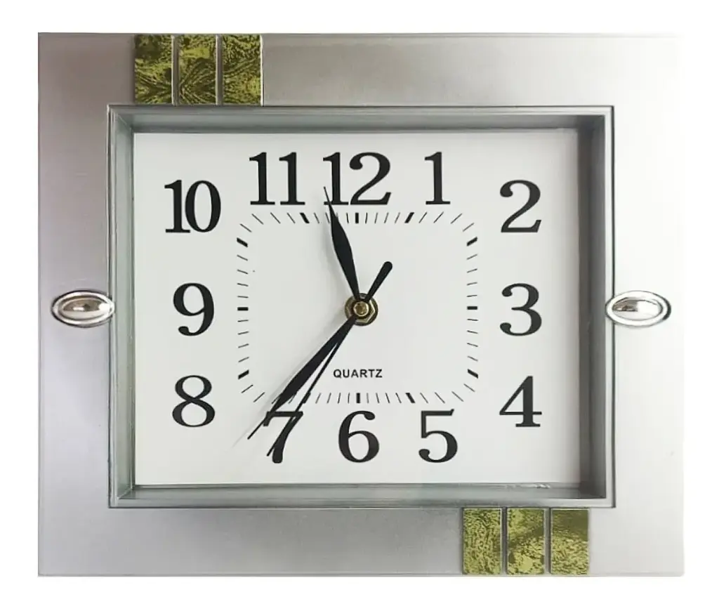 [S-2498] Reloj para pared Rectangular Blanco Ancho: 26 cm Alto: 22 cm