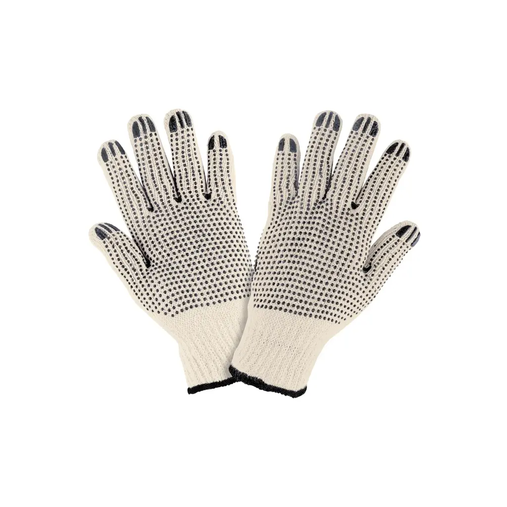 [21830] Guantes de algodón con puntos PVC en palma y dorso | Pretul