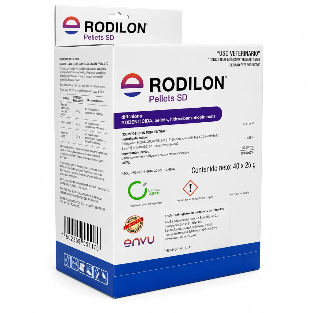 Caja de Rodilon pellets con 40 sobres 25 g | Veneno para ratas
