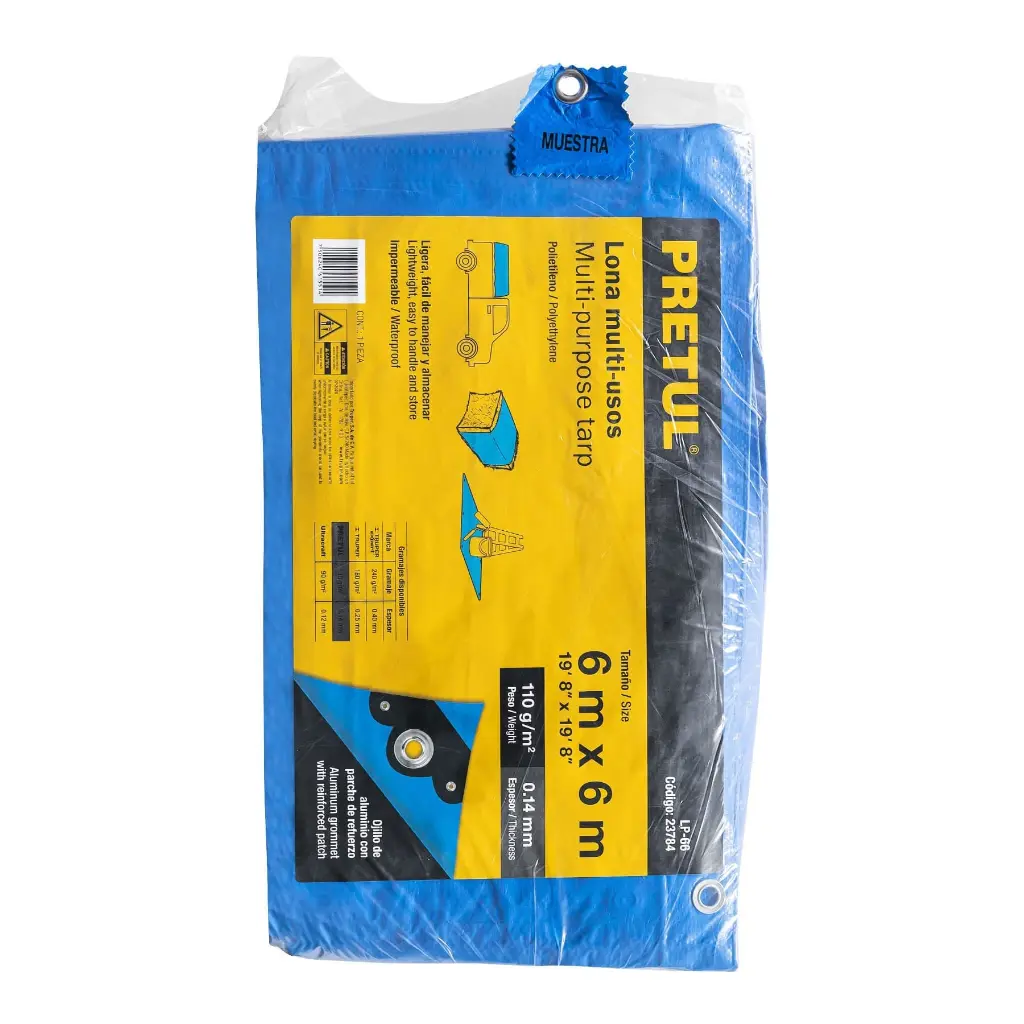 Lona Azul 6 x 6 m de polietileno 110 g/m2 Sol| Pretul