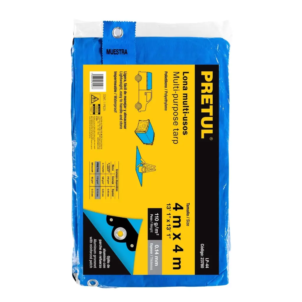 [23780] Lona Azul 4 x 4 m de polietileno 110 g/m2 Sol| Pretul