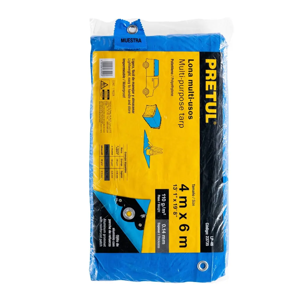 Lona Azul 4 x 6 m de polietileno 110 g/m2 Sol| Pretul