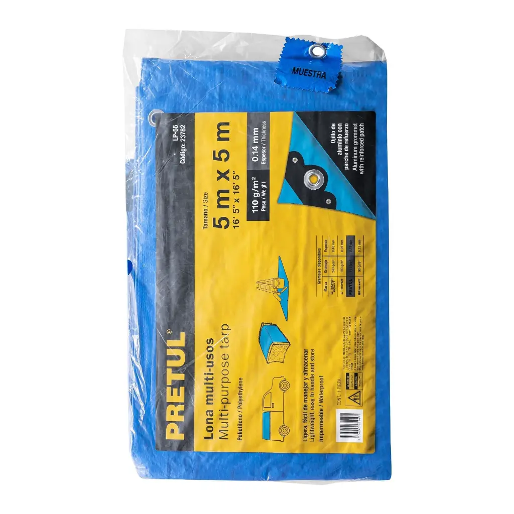 Lona Azul 5 x 5 m de polietileno 110 g/m2 Sol| Pretul