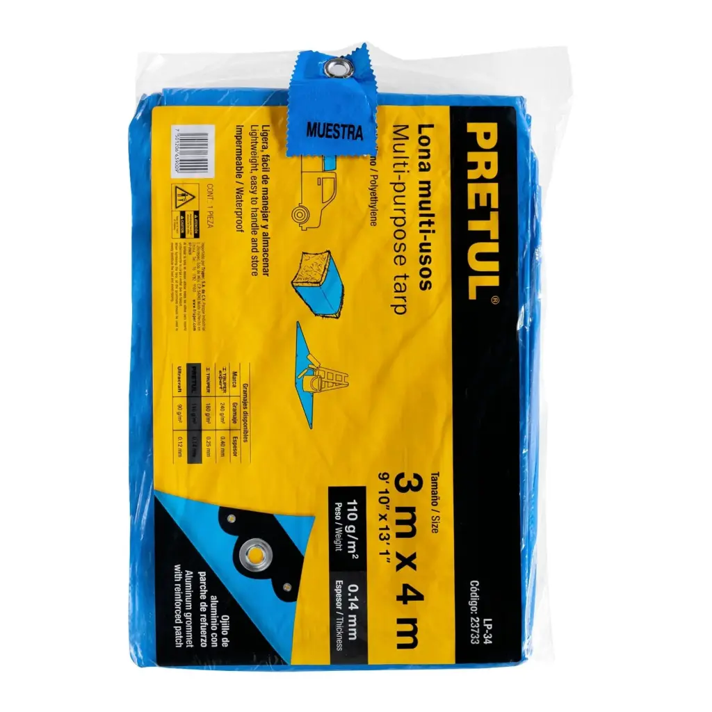 Lona Azul 3 x 4 m de polietileno 110 g/m2 Sol| Pretul