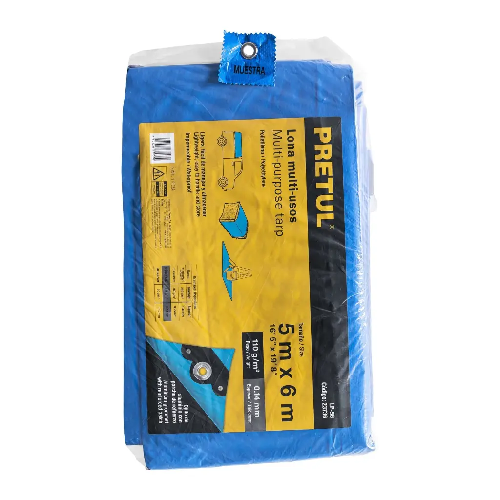 Lona Azul 5 x 6 m de polietileno 110 g/m2 Sol| Pretul