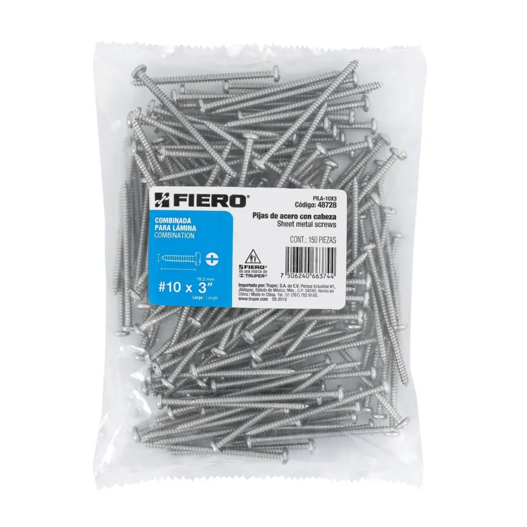 Bolsa pija #10 x 3 para lámina combinada con 150 pzas tornillo | Fiero
