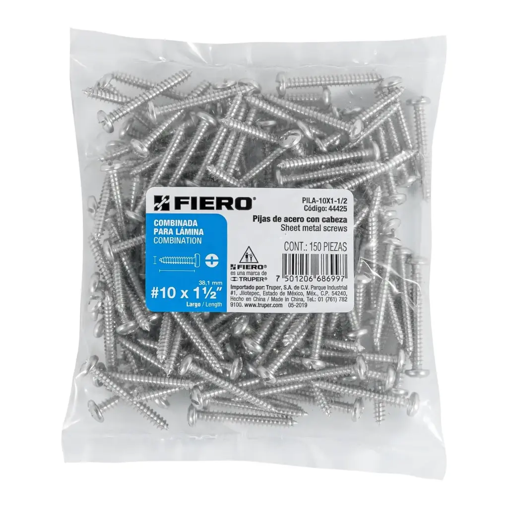 Bolsa pija #10 x 1 1/2 para lámina combinada con 150 pzas tornillo | Fiero