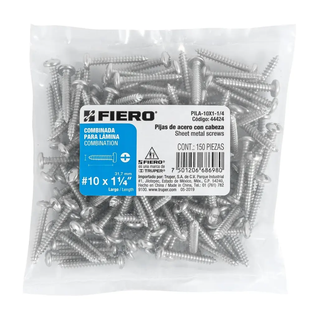Bolsa pija #10 x 1 1/4 para lámina combinada con 150 pzas tornillo | Fiero