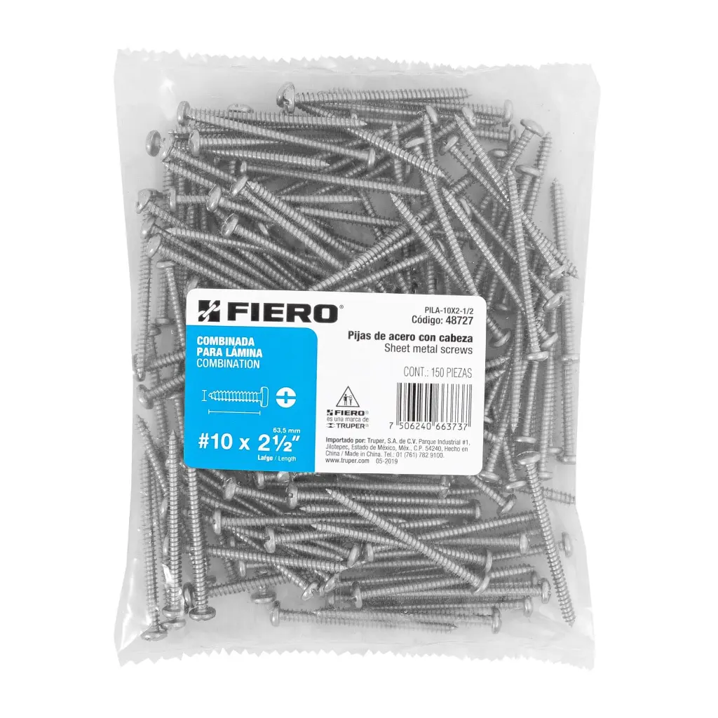 Bolsa pija #10 x 2 1/2 para lámina combinada con 150 pzas tornillo | Fiero