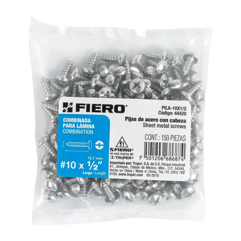 Bolsa pija #10 x 1/2 para lámina combinada con 150 pzas tornillo | Fiero