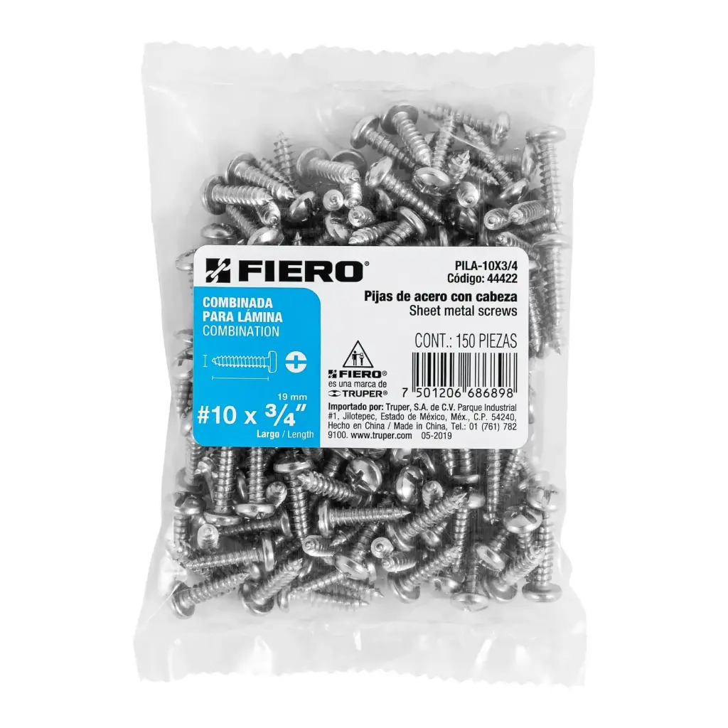 Bolsa pija #10 x 3/4 para lámina combinada con 150 pzas tornillo | Fiero