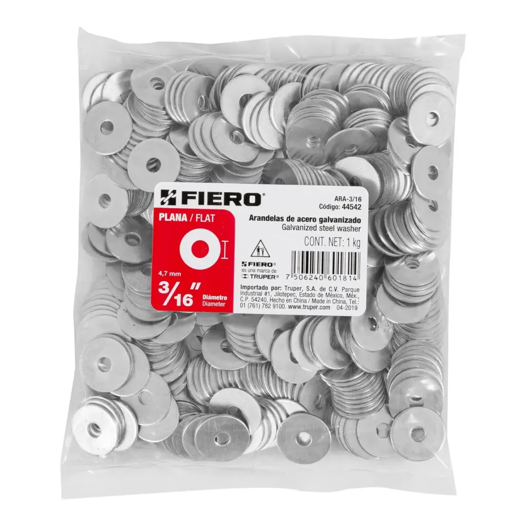 Bolsa arandela 3/16 plana 1 kg | Fiero