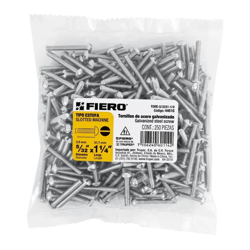 Bolsa Tornillo #5/32 x 1 1/4 Estufa galvanizado con 250 pzas | Fiero