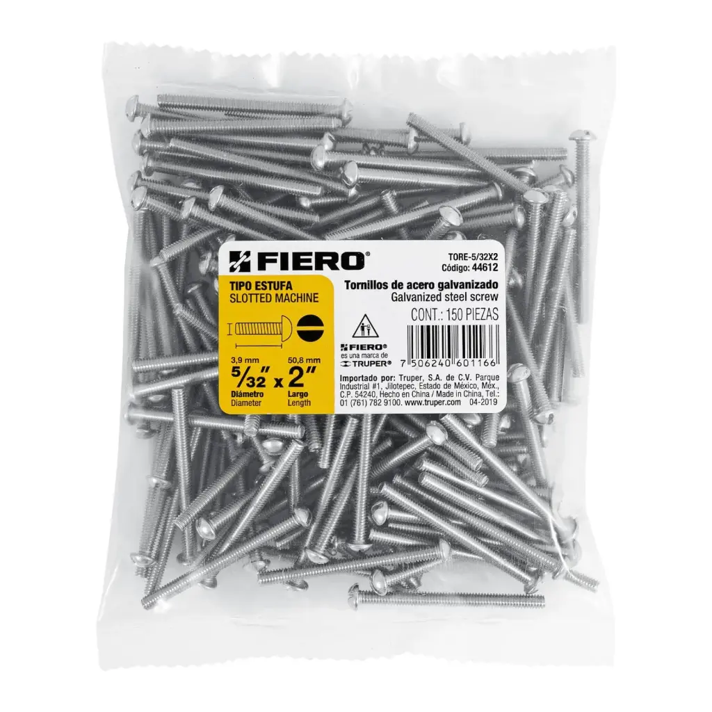 Bolsa Tornillo #5/32 x 2 Estufa galvanizado con 150 pzas | Fiero