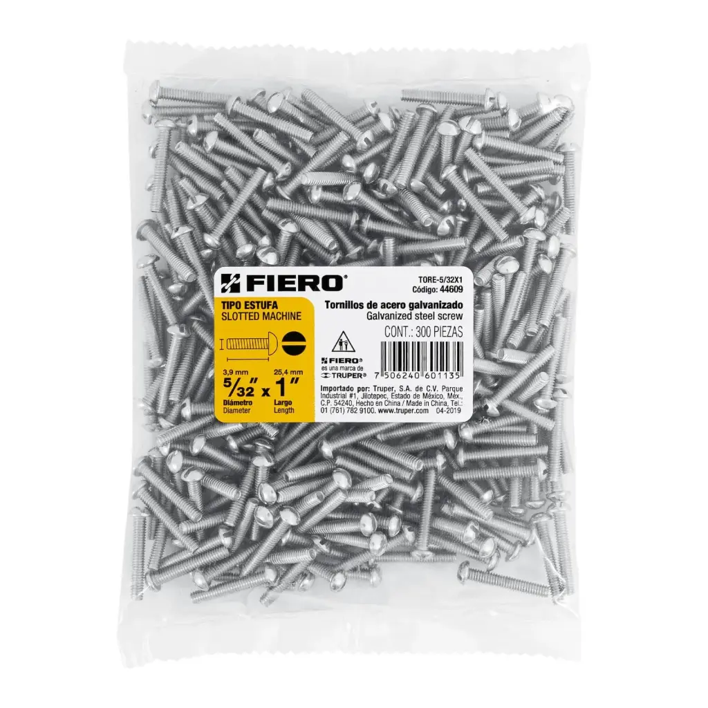Bolsa Tornillo #5/32 x 1 Estufa galvanizado con 300 pzas | Fiero