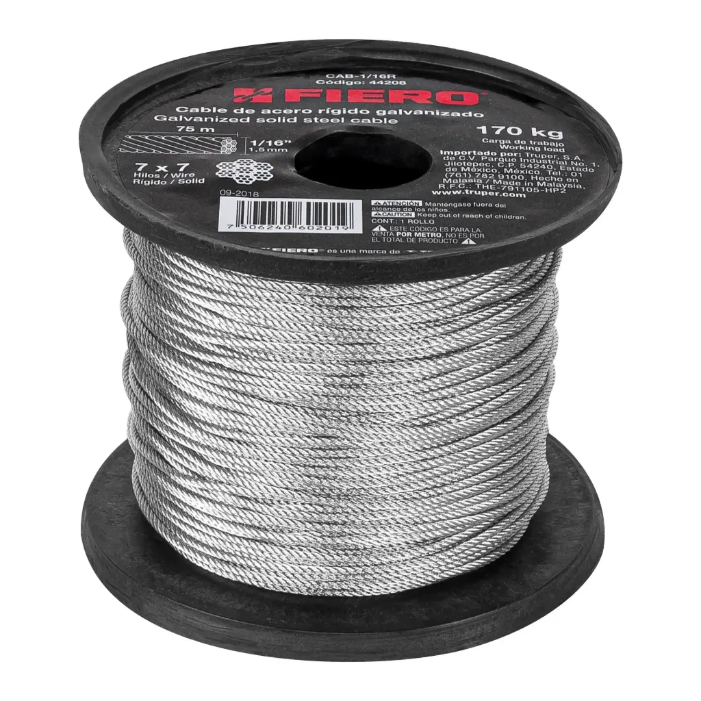 [44208] Carrete cable 1/16 rígido 7x7 75m|Fiero