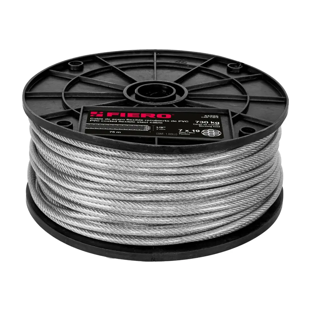 [44225] Carrete cable 1/8 recubierto PVC 7x19 75m|Fiero