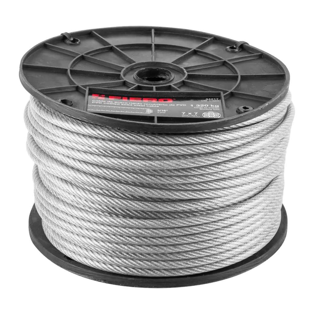 [44217] Carrete cable 3/16 recubierto PVC 7x7 75m|Fiero