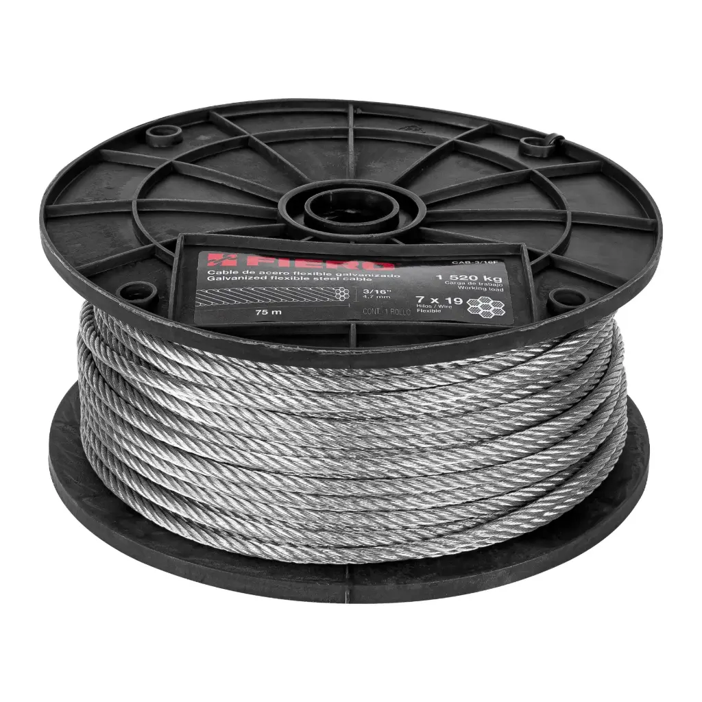 [44212] Carrete cable 3/16 rígido 7x19 75m|Fiero