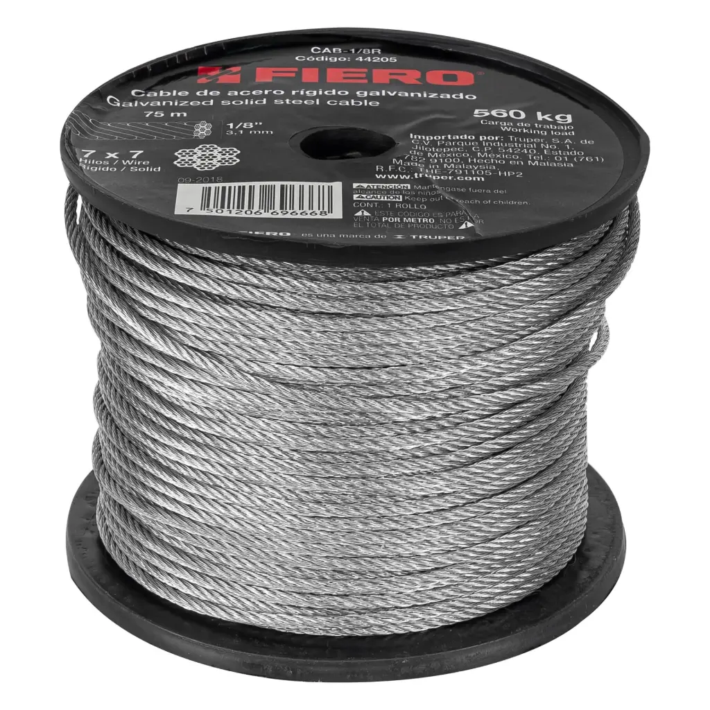 [44205] Carrete cable 1/8 rígido 7x7 75m|Fiero