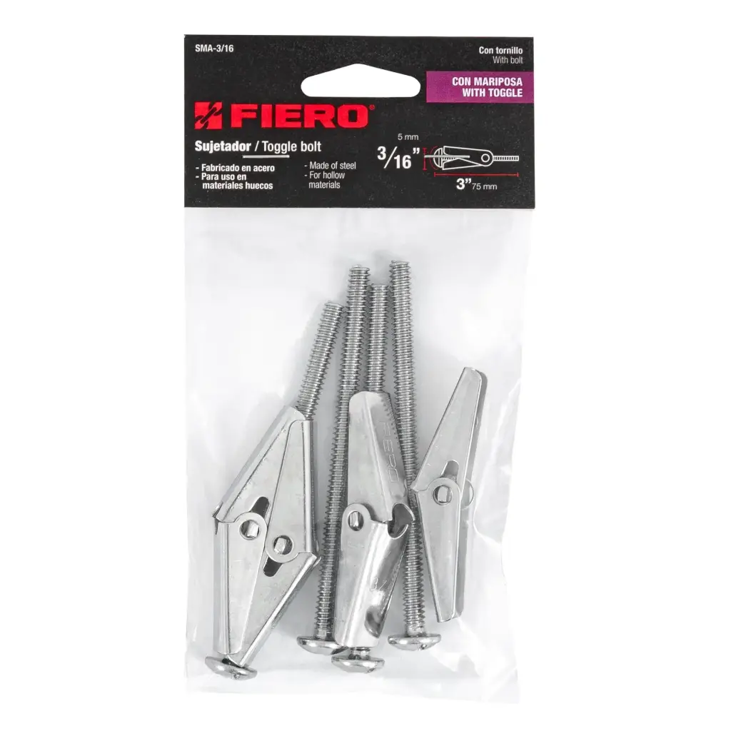 Bolsa sujetadores 3/16"×3" tipo mariposa con 4 pzas | Fiero