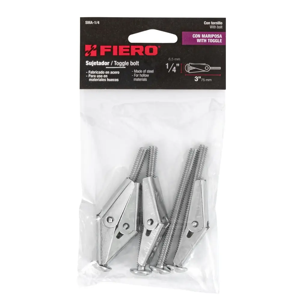 Bolsa sujetadores 1/4"×3" tipo mariposa con 4 pzas | Fiero