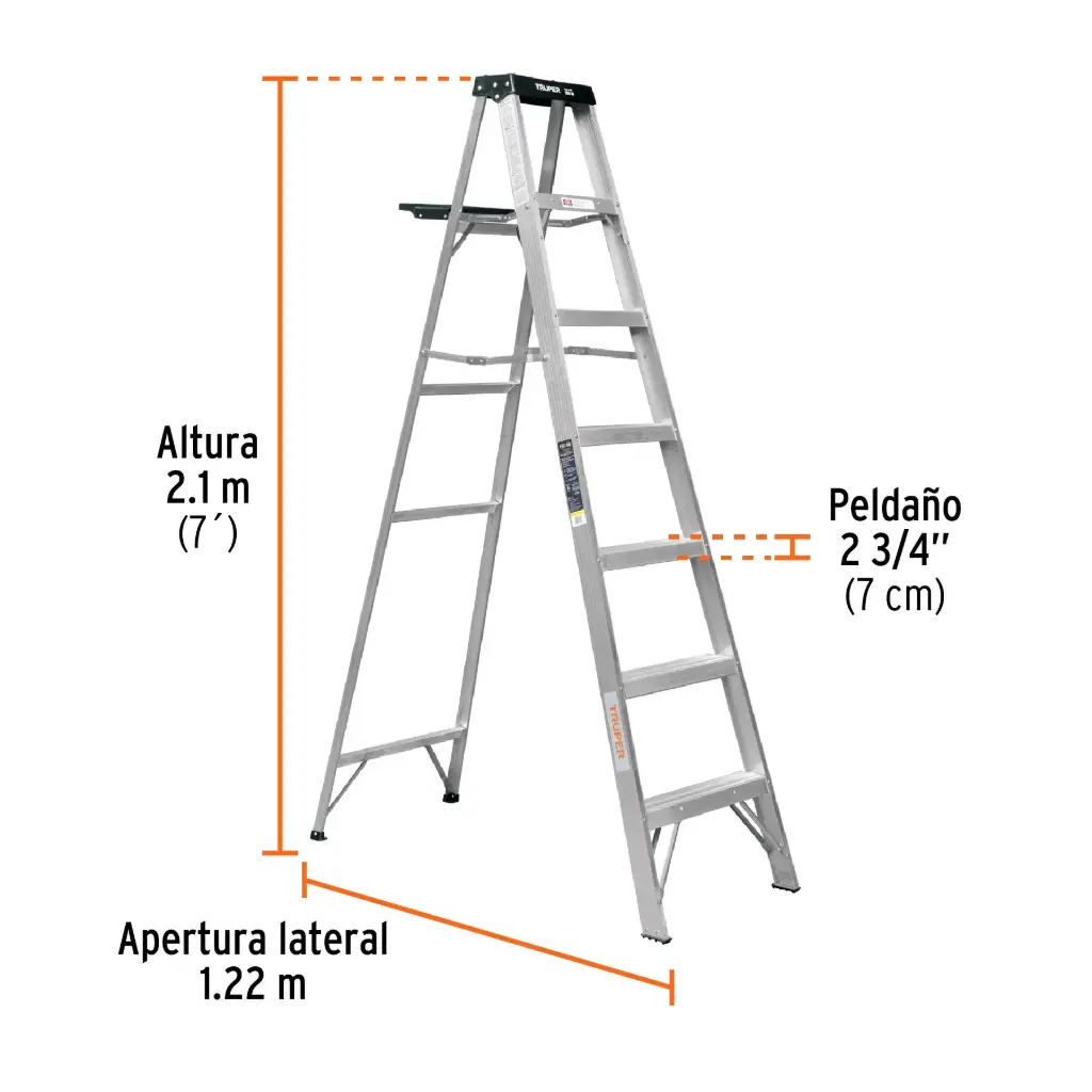 [10437] Escalera de tijera tipo III 6 escalones y bandeja | Truper