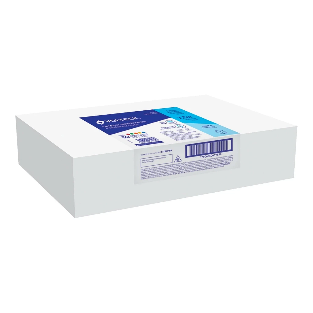 [46822] Caja de foco incandescentes con 50pz colores 7w volteck